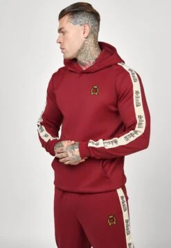 SikSilk Hoodie With Gothic Side Tape - Longsleeve - Burgundy
