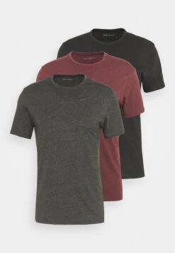 Pier One 3 Pack - T-Shirt Basic - Black/Mottled Dark Grey/Bordeaux -Algemene Winkel Voor Herenmode 3a3d359b577841e6a576172d8b53126f
