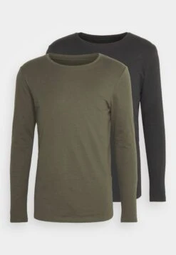 Pier One 2 Pack - Longsleeve - Black/Khaki -Algemene Winkel Voor Herenmode 53fb57fe09314c7597291e1ba0dccb89