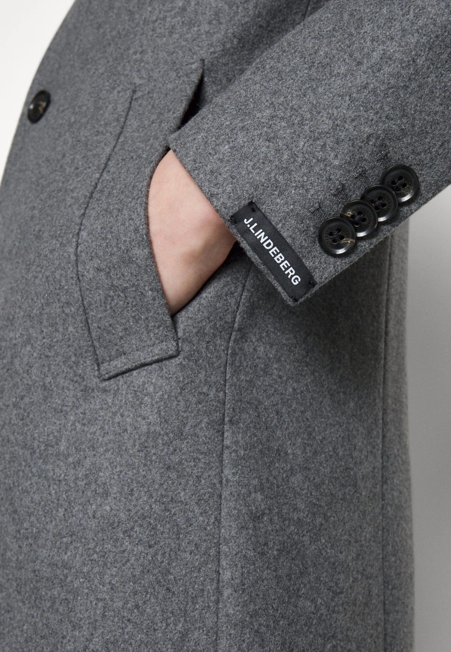 J.Lindeberg Holger Melton Coat - Mantel - Mid Grey Melange 10 J.Lindeberg Holger Melton Coat - Mantel - Mid Grey Melange - Afbeelding 8