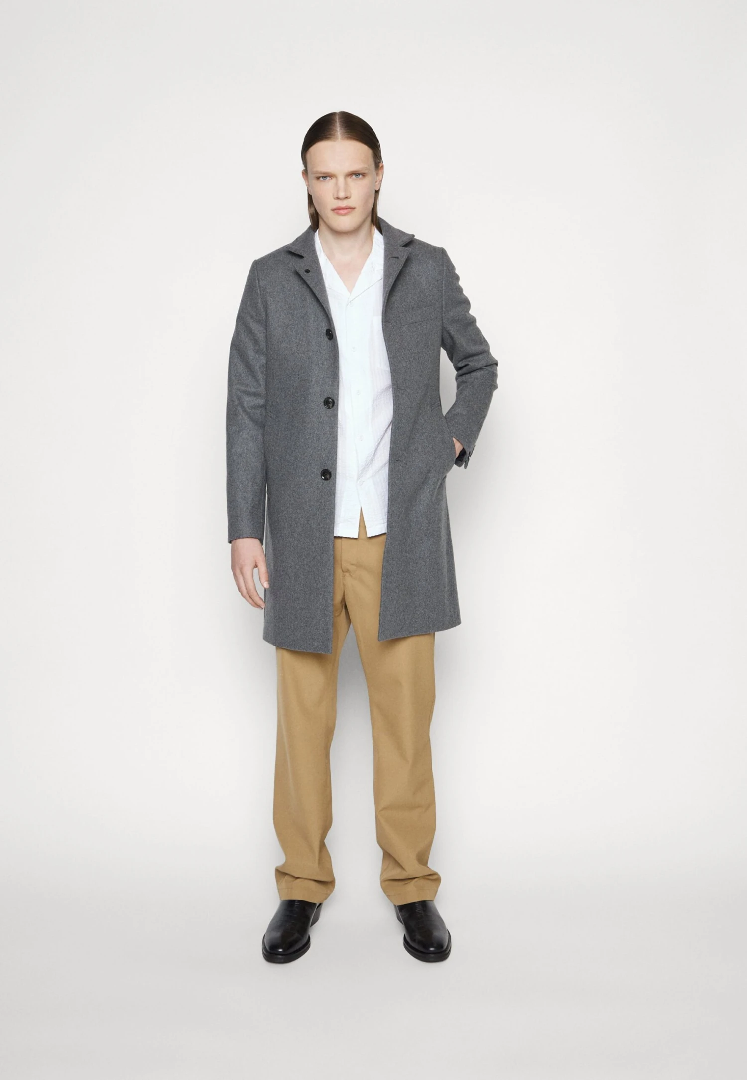 J.Lindeberg Holger Melton Coat - Mantel - Mid Grey Melange 7 J.Lindeberg Holger Melton Coat - Mantel - Mid Grey Melange - Afbeelding 5