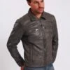 Lee Cooper Leather Jacket With Collar Shirt - 2 Split Side Pockets - - Leren Jas - Vintage Grey -Algemene Winkel Voor Herenmode 9c1c5fbb875a47148e8336060991fe7a