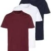 Pier One 3 Pack - T-Shirt Basic - White/Dark Blue/Red