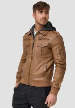 Indicode Jeans Aaron - Imitatieleren Jas - Brown -Algemene Winkel Voor Herenmode d37759c3415640dfb8f7e109a3c8bfb3