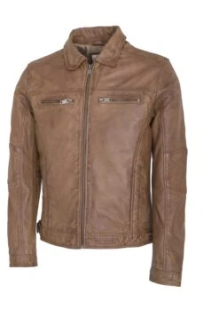 Lee Cooper Leather Jacket With Collar Shirt - 2 Split Side Pockets - - Leren Jas - Vintage Cognac -Algemene Winkel Voor Herenmode df1c6fa24f6d4fd883906b992410d21e
